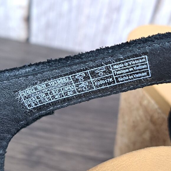 UGG Uma Cork Suede Strappy Wedge Sandals Women's Sz 9 Black (VGC) - Picture 9 of 9